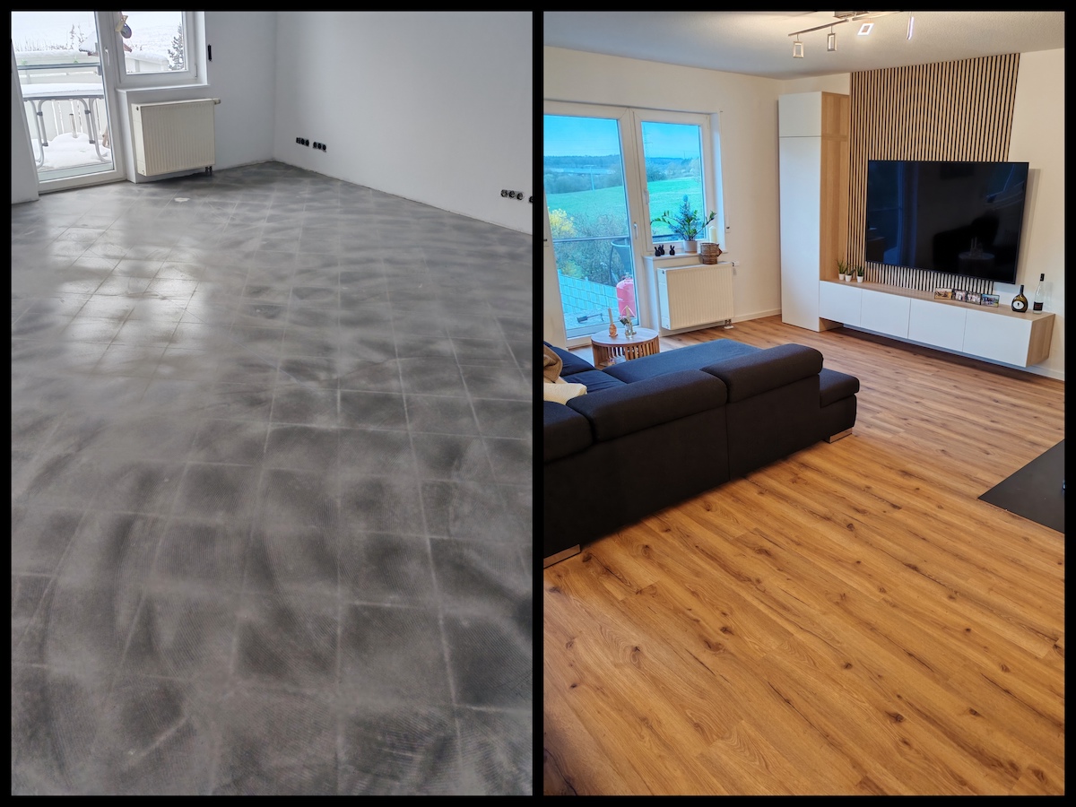 Wohnzimmer Bodenbelag vorher/nachher – Projekt 5